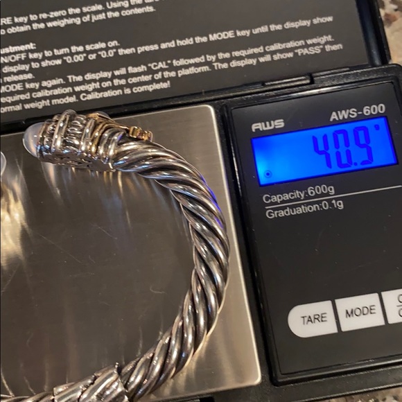 Sterling Silver Chalcedony Cuff Bangle - Picture 7 of 9